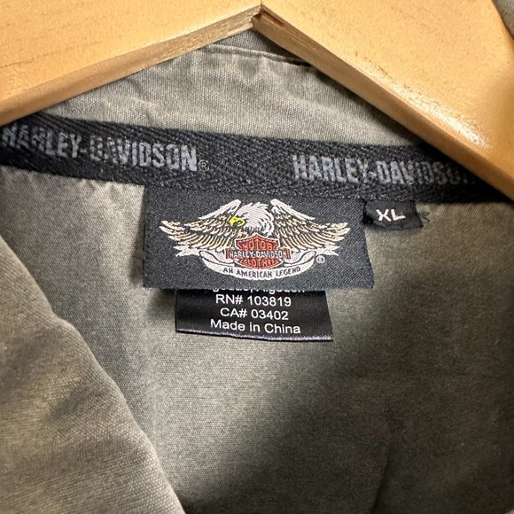 HARLEY DAVIDSON MEN'S  BUTTON UP GREEN SHIRT - Picture 8 of 13